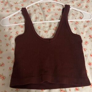 Urban Outfitters Brown Ribbed Sleeveless Muscle Tee
